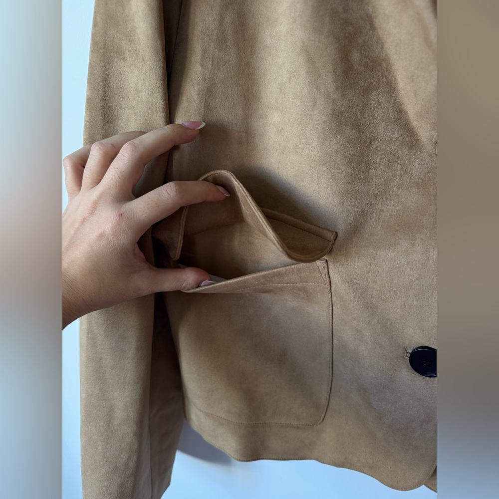 Commense Suede Effect Soft Button Lapel Jacket - … - image 3